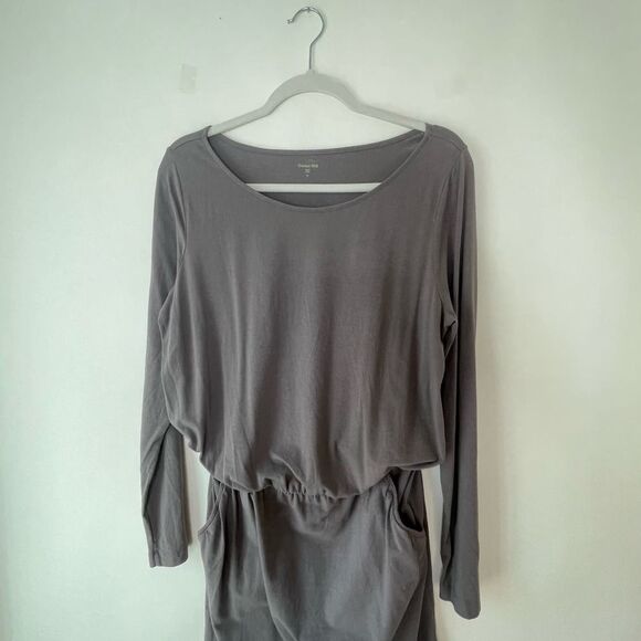 Garnet Hill Gray Cotton Stretch Wide Neck Pullover Dress Medium - Picture 5 of 9